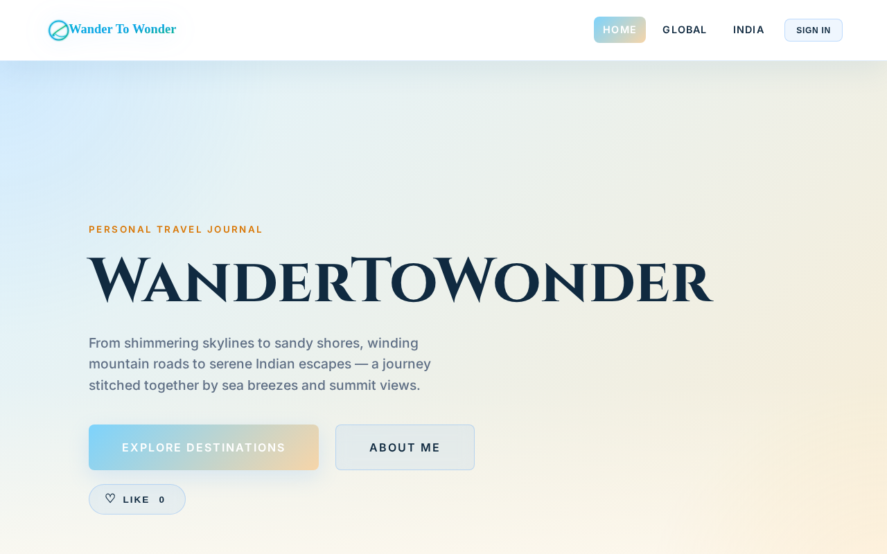 Wander to Wonder website preview